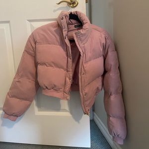 Cropped Pink puffer jacket